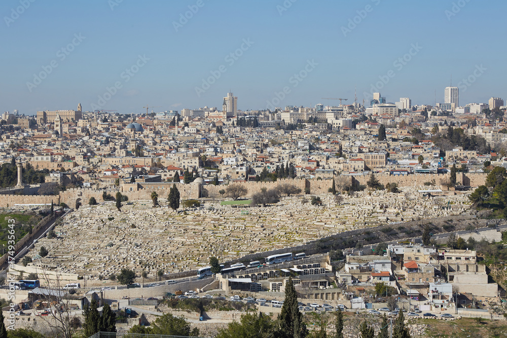 Jewish cemetery on the Mount of Olives in Jerusalem. 