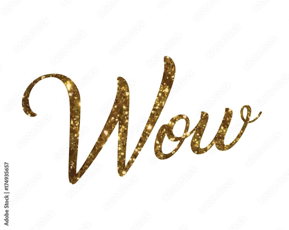 The gradient gold isolated hand writing word WOW The gradient gold isolated hand writing word WOW