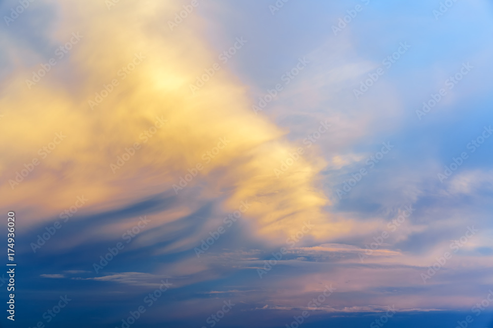 The beauty of colorful clouds in twilight background The beauty of colorful clouds in twilight background