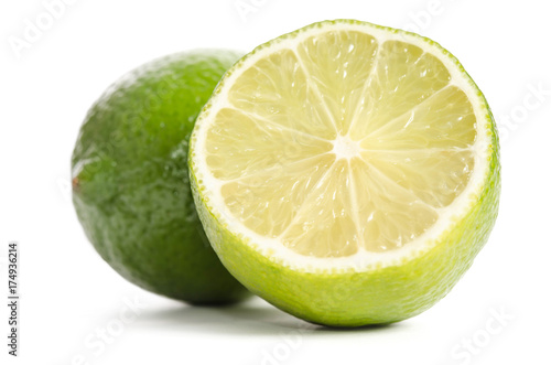 lime and half of lime isolated on white background