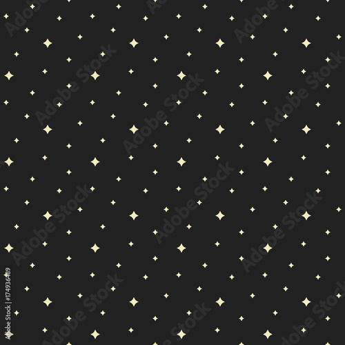 Night sky with stars cartoon seamless pattern background. 