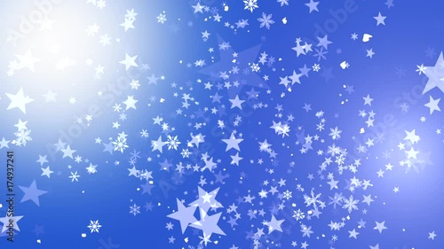 flocons et étoiles qui tombent diagonale (bleu) photo