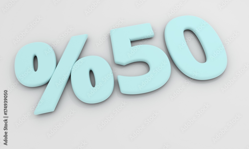 Discount fifty on white, 3d rendering Discount fifty on white, 3d rendering