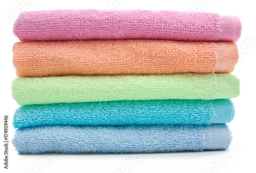 pile of rainbow colored towels