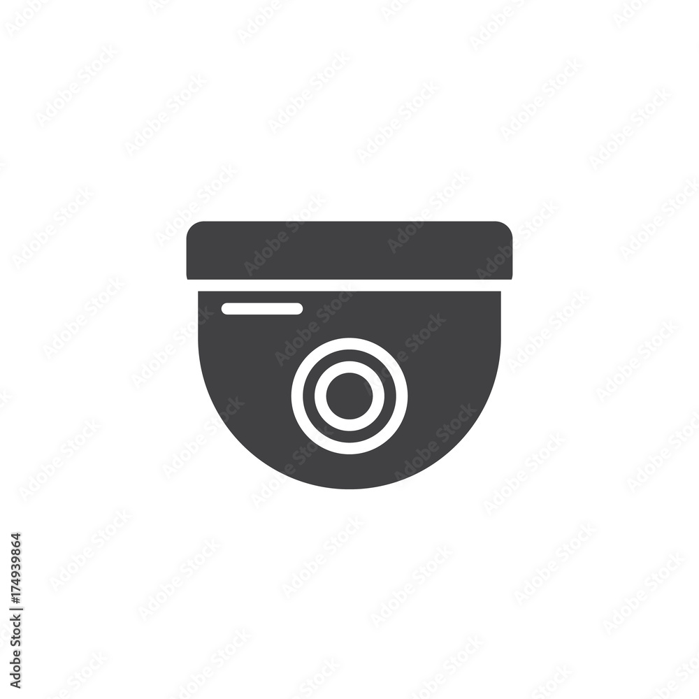 Security dome camera icon vector, filled flat sign, solid pictogram isolated on white. Symbol, logo illustration. Security dome camera icon vector, filled flat sign, solid pictogram isolated on white. Symbol, logo illustration.