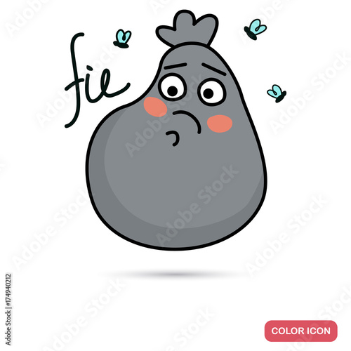 Funny chat garbage package smile color flat icon