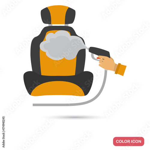 Car seat cleaning service color flat icon