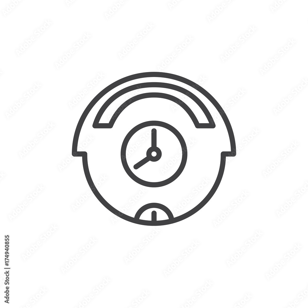 Cleaner timer line icon, outline vector sign, linear style pictogram isolated on white. Symbol, logo illustration. Editable stroke Cleaner timer line icon, outline vector sign, linear style pictogram isolated on white. Symbol, logo illustration. Editable stroke