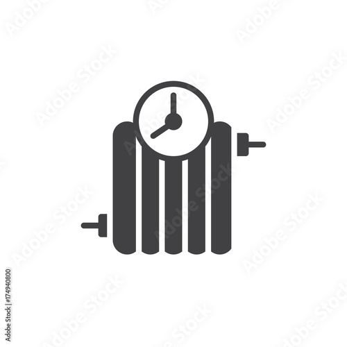 Radiator timer icon vector, filled flat sign, solid pictogram isolated on white. Symbol, logo illustration.