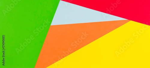 Yellow, red, green, blue and orange color paper banner background
