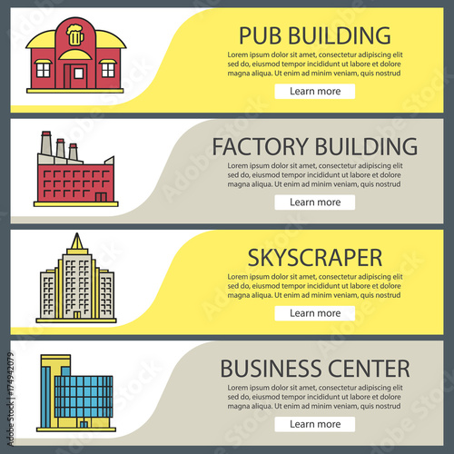 City buildings web banner templates set