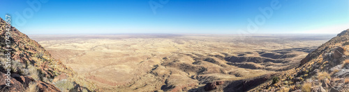 Panorama of beautiful Brukkaros mountain and crater, an impressive landscape near Keetmanshoop, Namibia, Southern Africa