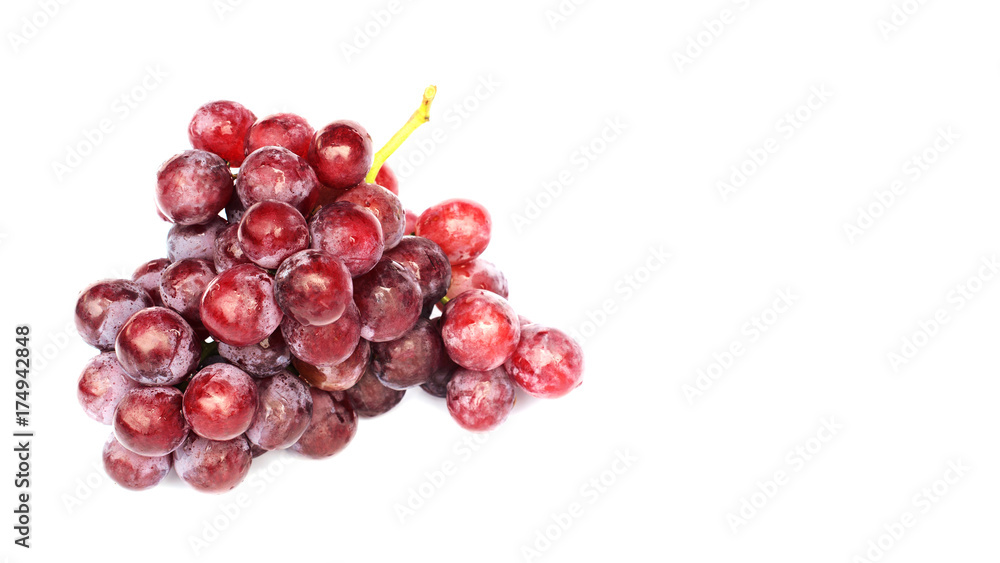 Red grape fruits Isolated on white backgrounds with copy space for your text