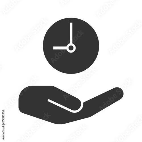 Open hand with clock glyph icon