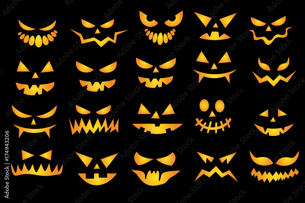 Halloween scary faces set VECTOR Halloween scary faces set VECTOR