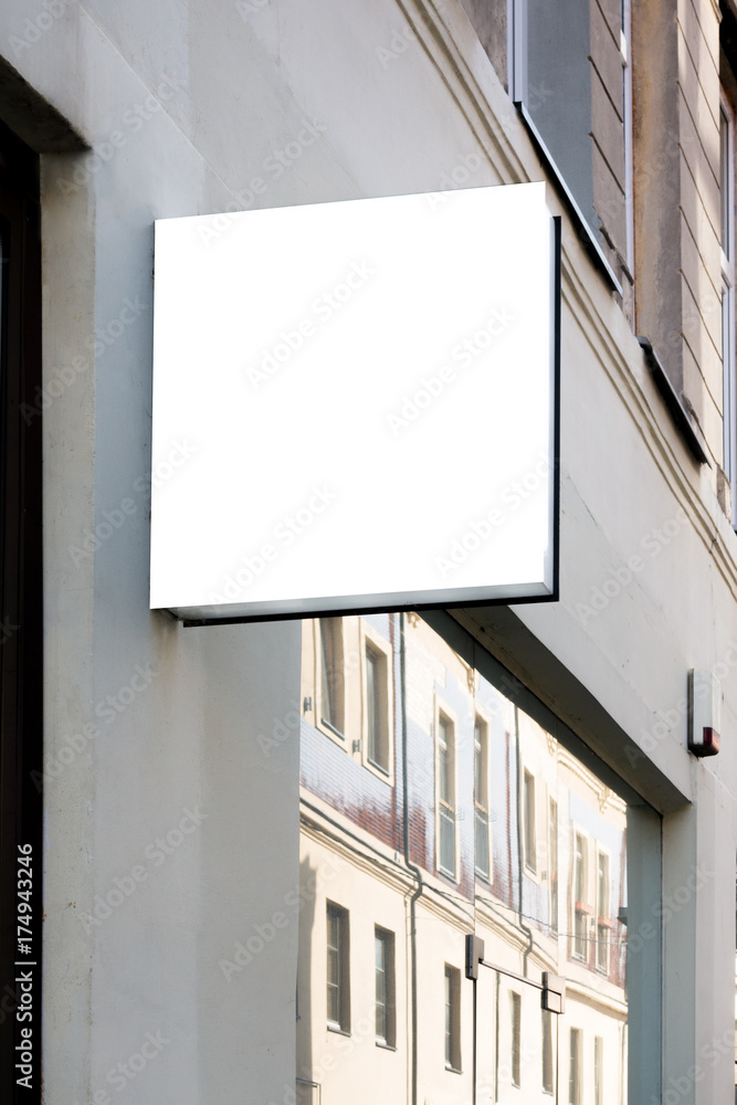 Mock up. Signboard of shop, store or restaurant on the wall Mock up. Signboard of shop, store or restaurant on the wall