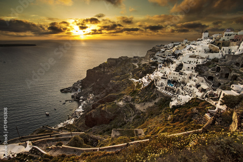 Santorin Hotspot Sonnenuntergang mit Wolken