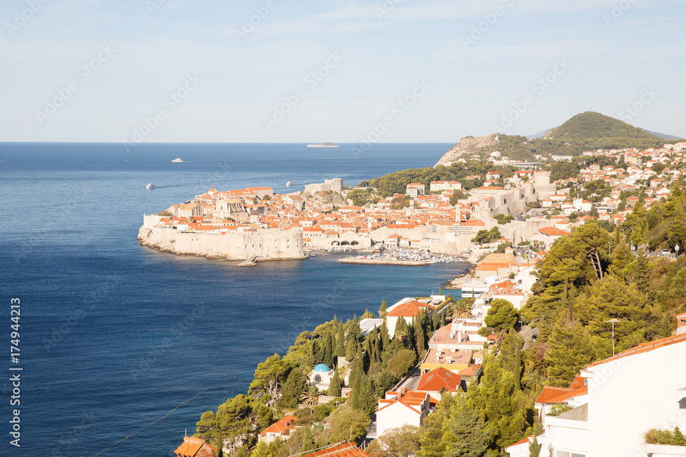 Naklejka premium view from above of the old and new city of Dubrovnik. Croatia