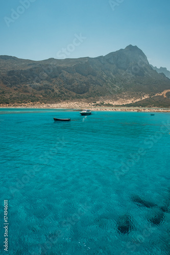 Turquoise water at Balos Lagoon and Gramvousa in Crete, Greece