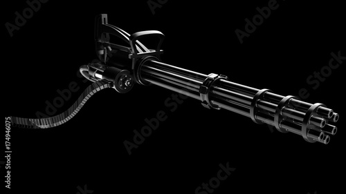 Minigun on a black background photo