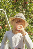 .belle jeune fille croquant une pomme