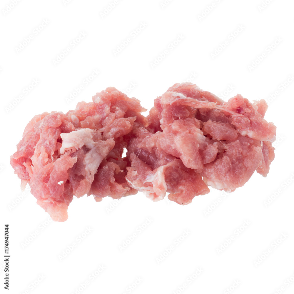 minced pork isolated on a white background minced pork isolated on a white background