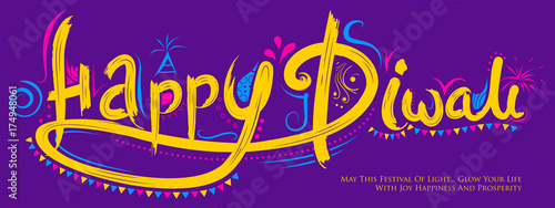 Typography calligraphy on Diwali Holiday background for light festival of India with message in Hindi meaning greetings for Happy Dipawali