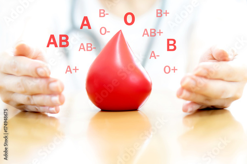 Foto Doctor hands holding a red blood