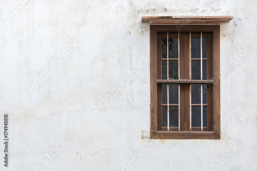 Old windows with white wall, Copy space