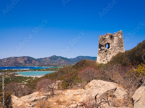 The Spanish watchtower of Porto Giunco, Villasimius, Sardinia, Italy, © isaac74