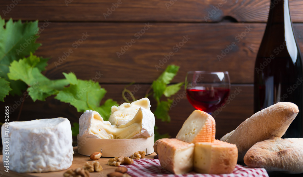 variation of cheese and wine and bread variation of cheese and wine and bread