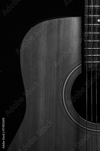 Acoustic guitar in black and white