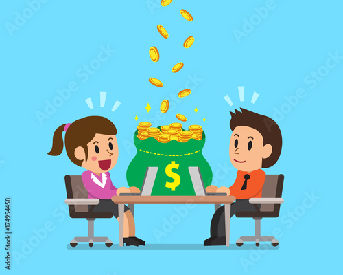 Cartoon business people earning money