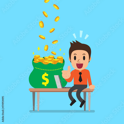 Cartoon businessman earning money