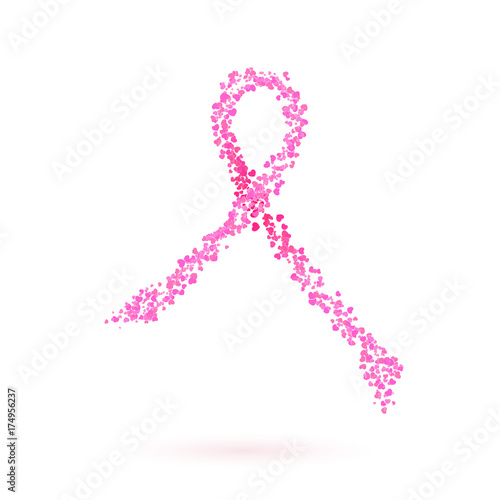 breast cancer. pink ribbon from hearts. Vector illustration