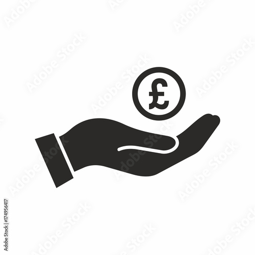 Money in hand. Vector icon.