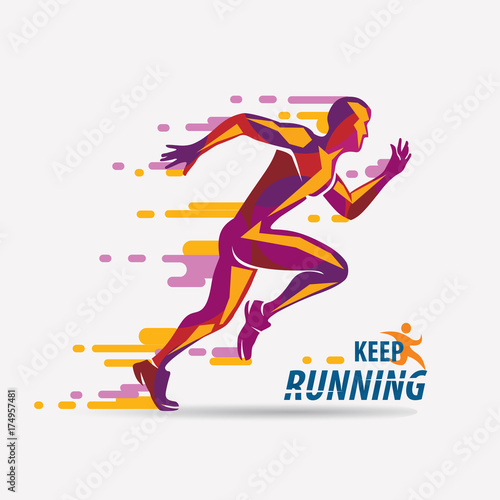 running man vector symbol  sport and competition concept background