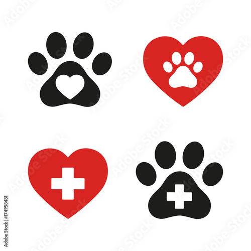 Veterinary emblems on white background