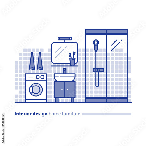 Bathroom furniture solution, interior design project, home improvement idea