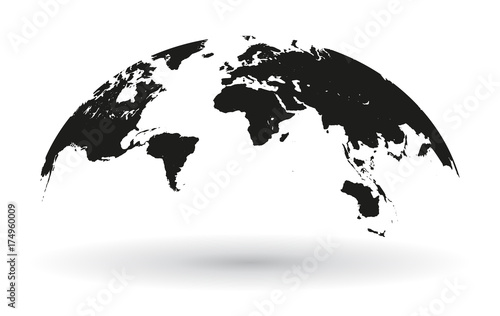 Black world map globe isolated - stock vector