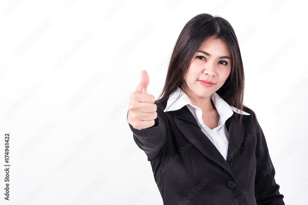 Happy success and confident Asian business woman on white background Happy success and confident Asian business woman on white background