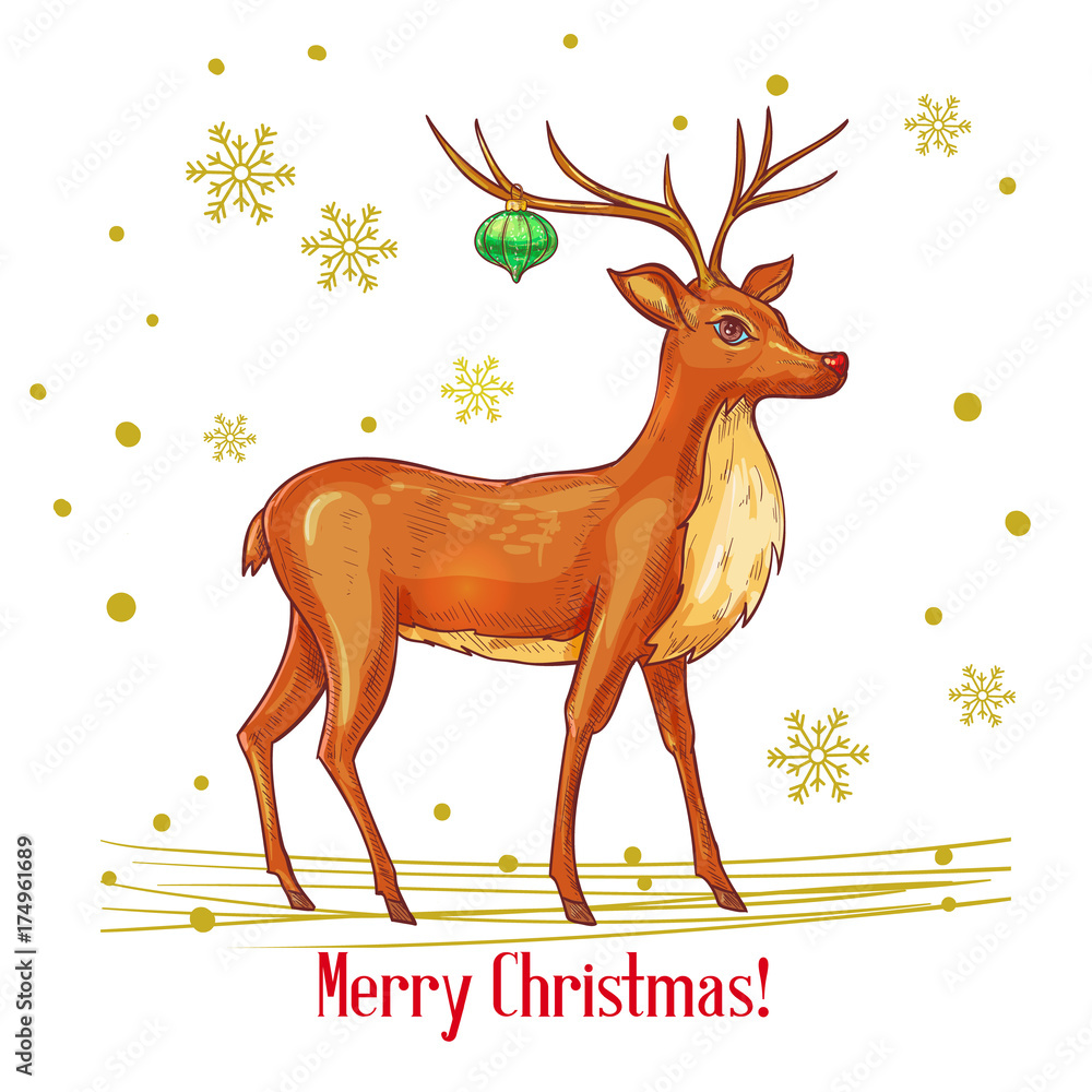 All Decked Out, Christmas Deer - Etsy | Christmas drawing, Christmas deer,  Christmas card art