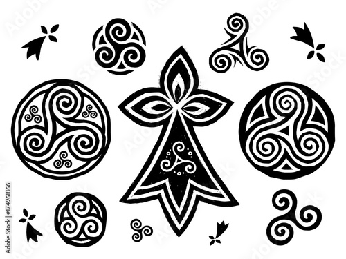 Breton and Celtic triskels symbols vector set