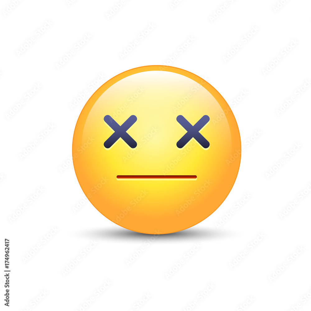 Dizzy emoji face. Cross eyes emoticon icon. Sad cartoon smiley Dizzy emoji face. Cross eyes emoticon icon. Sad cartoon smiley