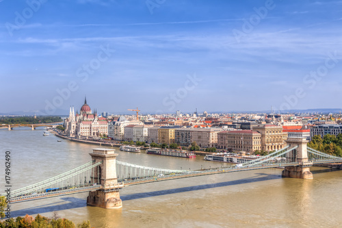 Capital city of Budapest with the Danube River, Hungary