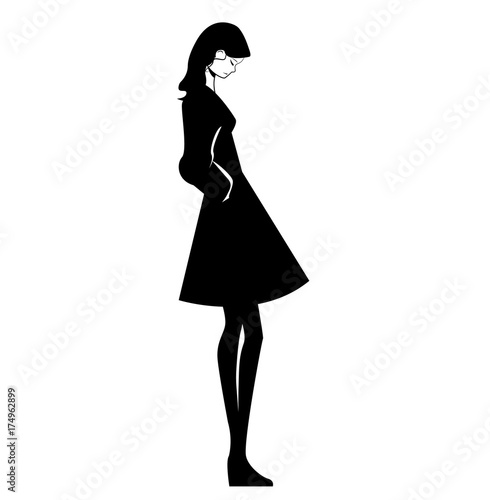 Beautiful young fashion woman. Vector illustration. Stylish