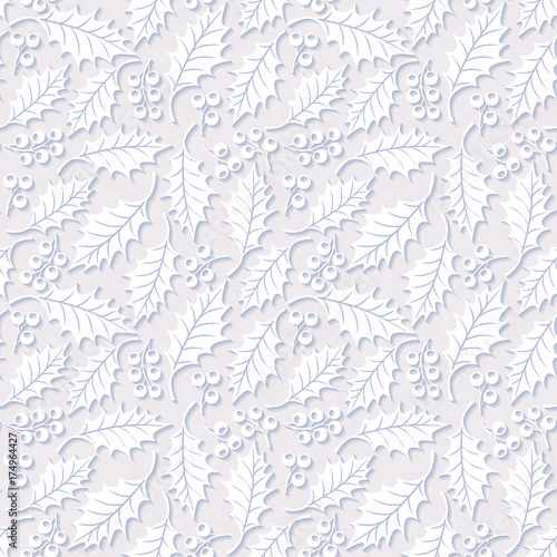 Seamless floral pattern with holly