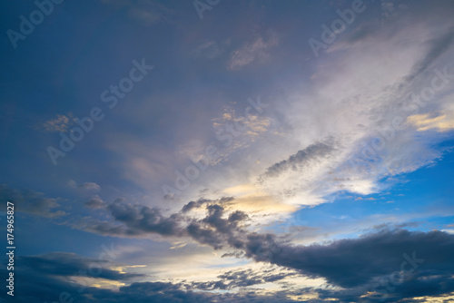 Colorful sky and clouds at sunset beautifully.