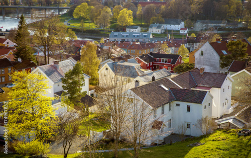 Beautiful panorama of old town in Trondheim, Norway