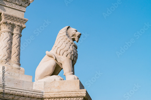 Fisherman Bastion decoration and statue of Stephen I, Budapest, Hungary  photo